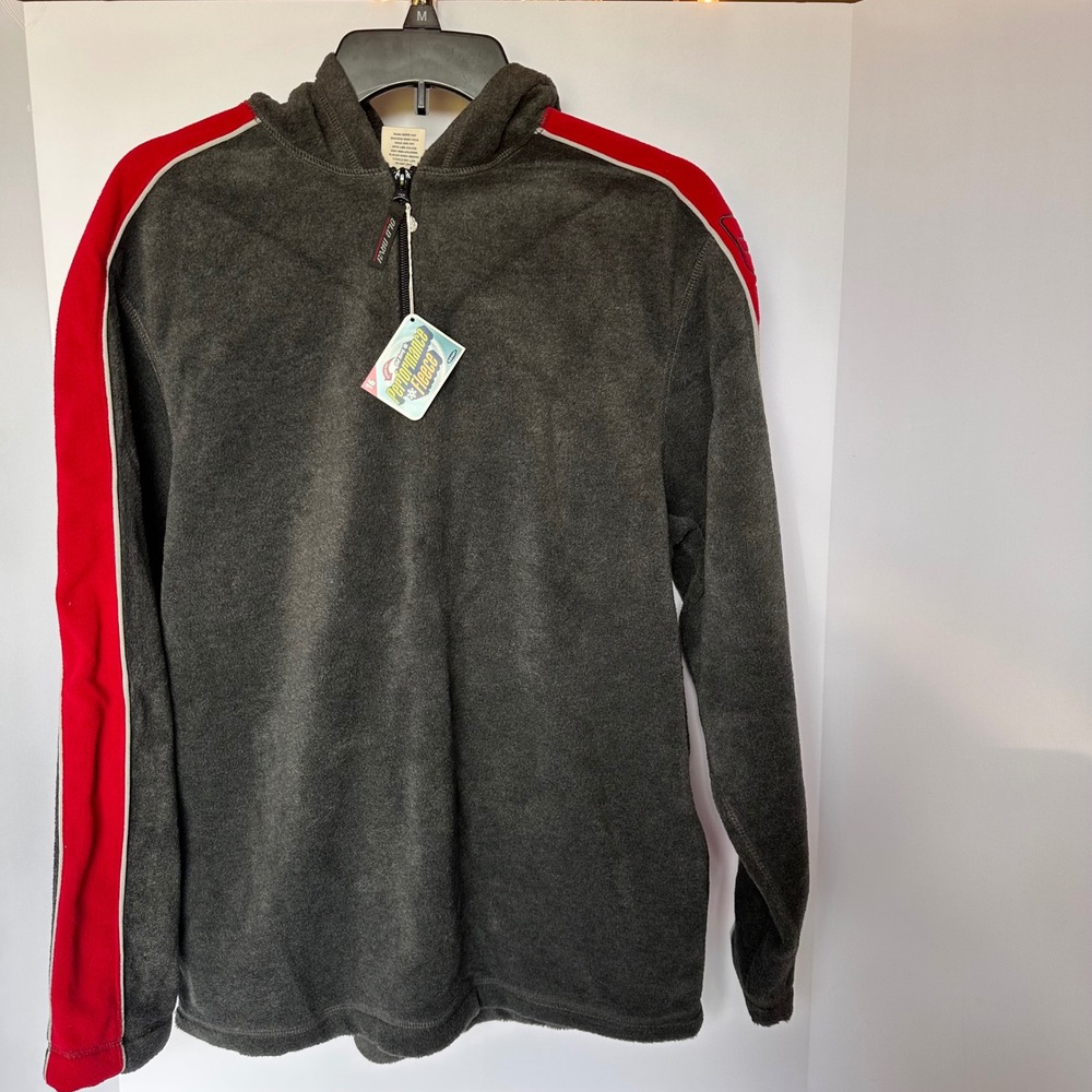 Old Navy Performance Fleece‎ Hoodie Gray Red Trim Pullover Girls Size 16